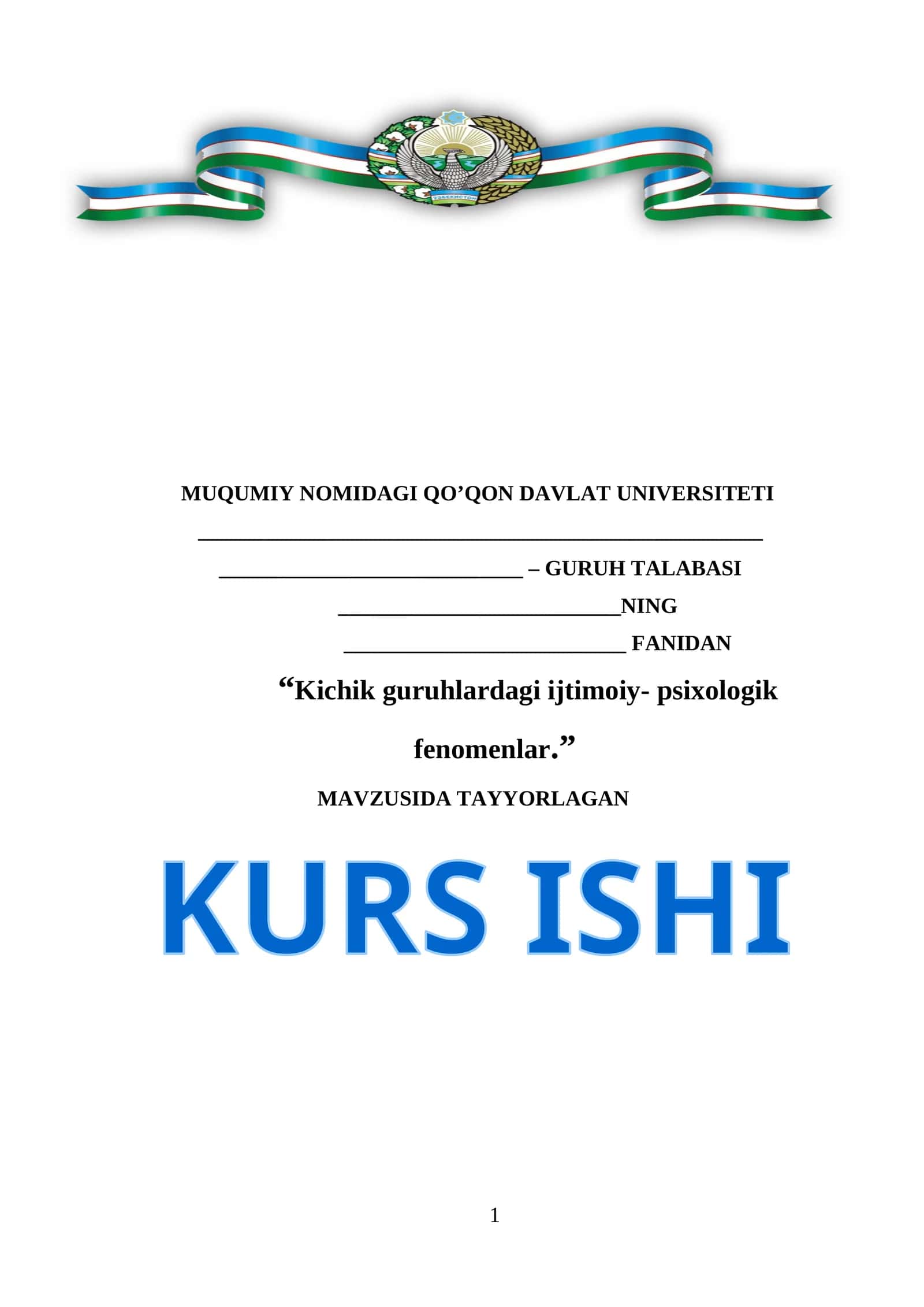 Kichik guruhlardagi ijtimoiy- psixologik fenomenlar