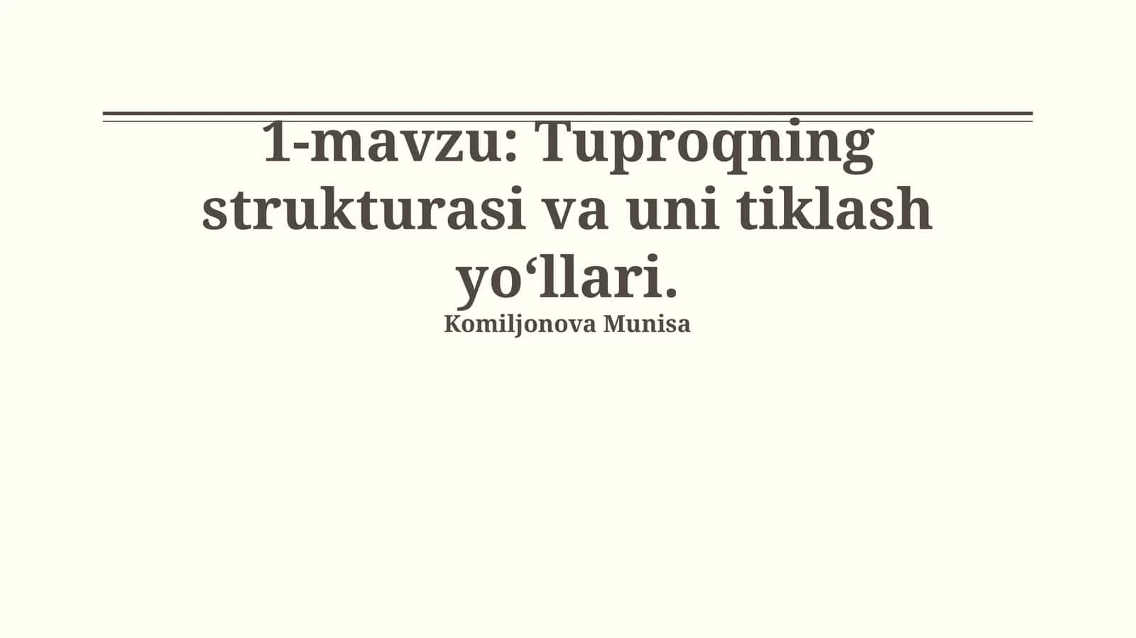 Tuproq tuzilishi