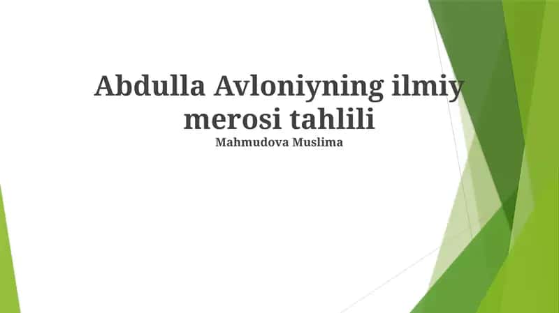 Avloniyning ilmiy merosi tahlili