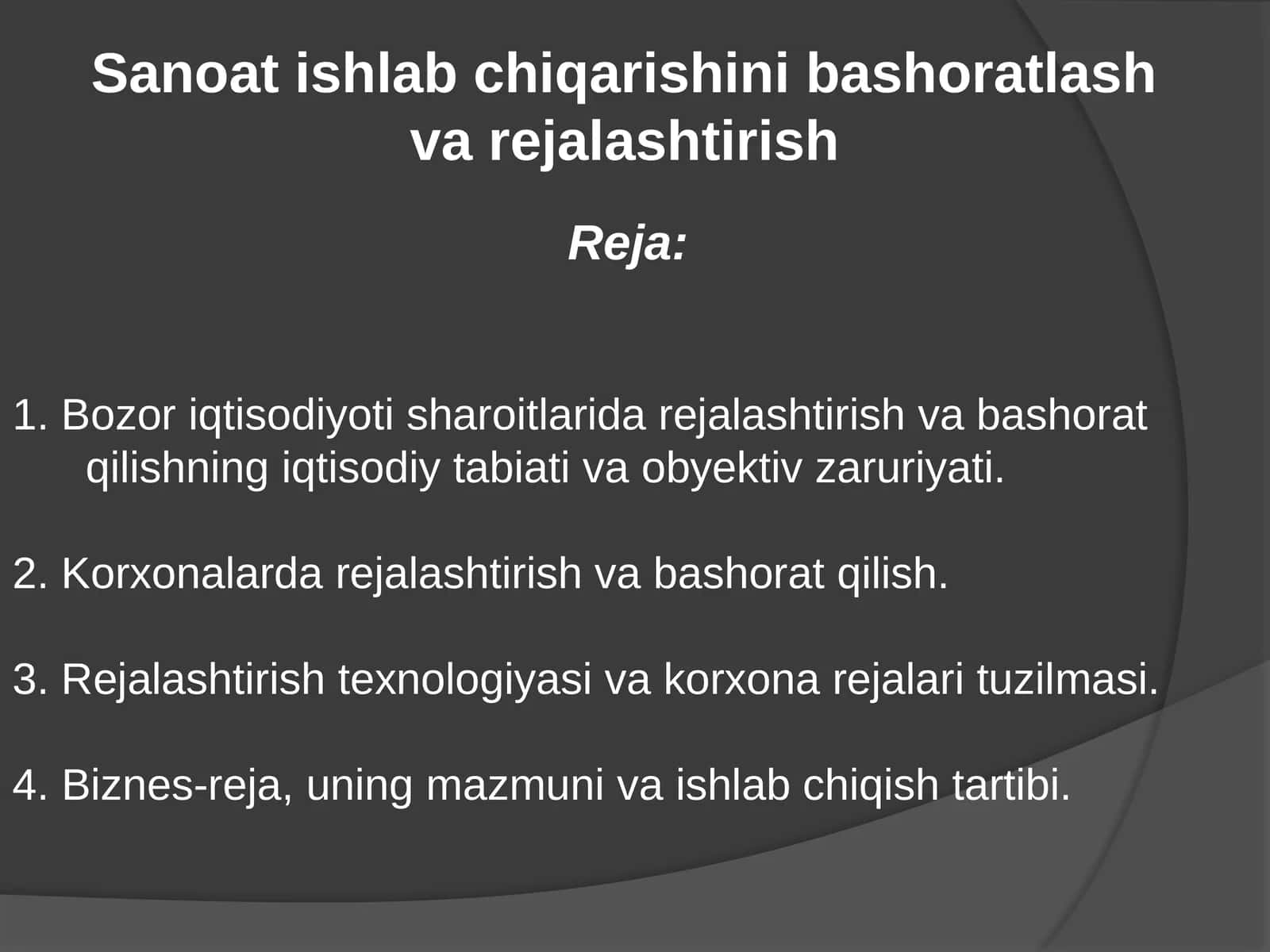 Sanoat ishlab chiqarishini bashoratlash va rejalashtirish