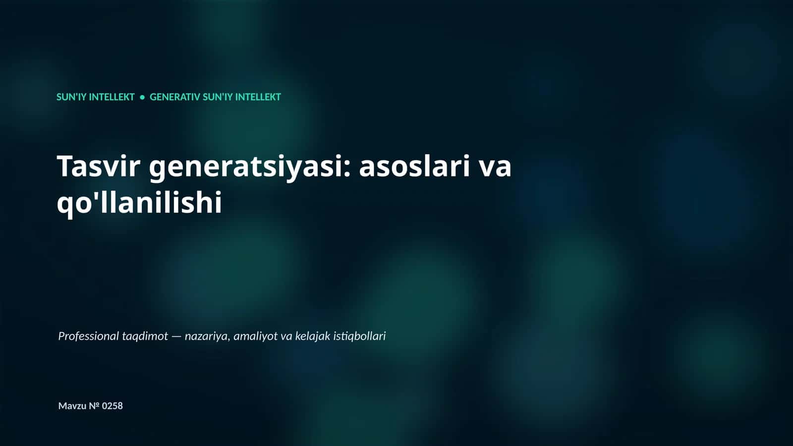 Tasvir generatsiyasi: asoslari va qo'llanilishi