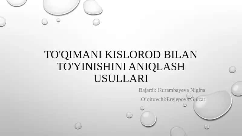Toqimani kislorod bilan taminlanishini aniqlash usullari