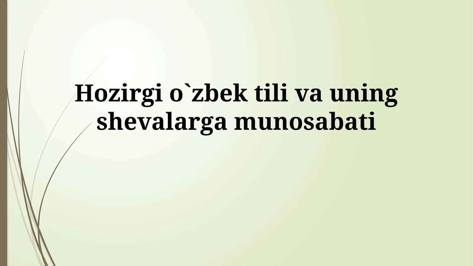 O`zbek adabiy tili va uningshevalargamunosabati