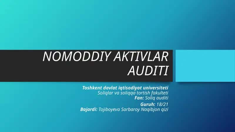 NOMODDIY AKTIVLAR AUDITI