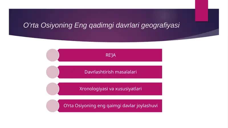 O’rta Osiyoning Eng qadimgi davrlari geografiyasi