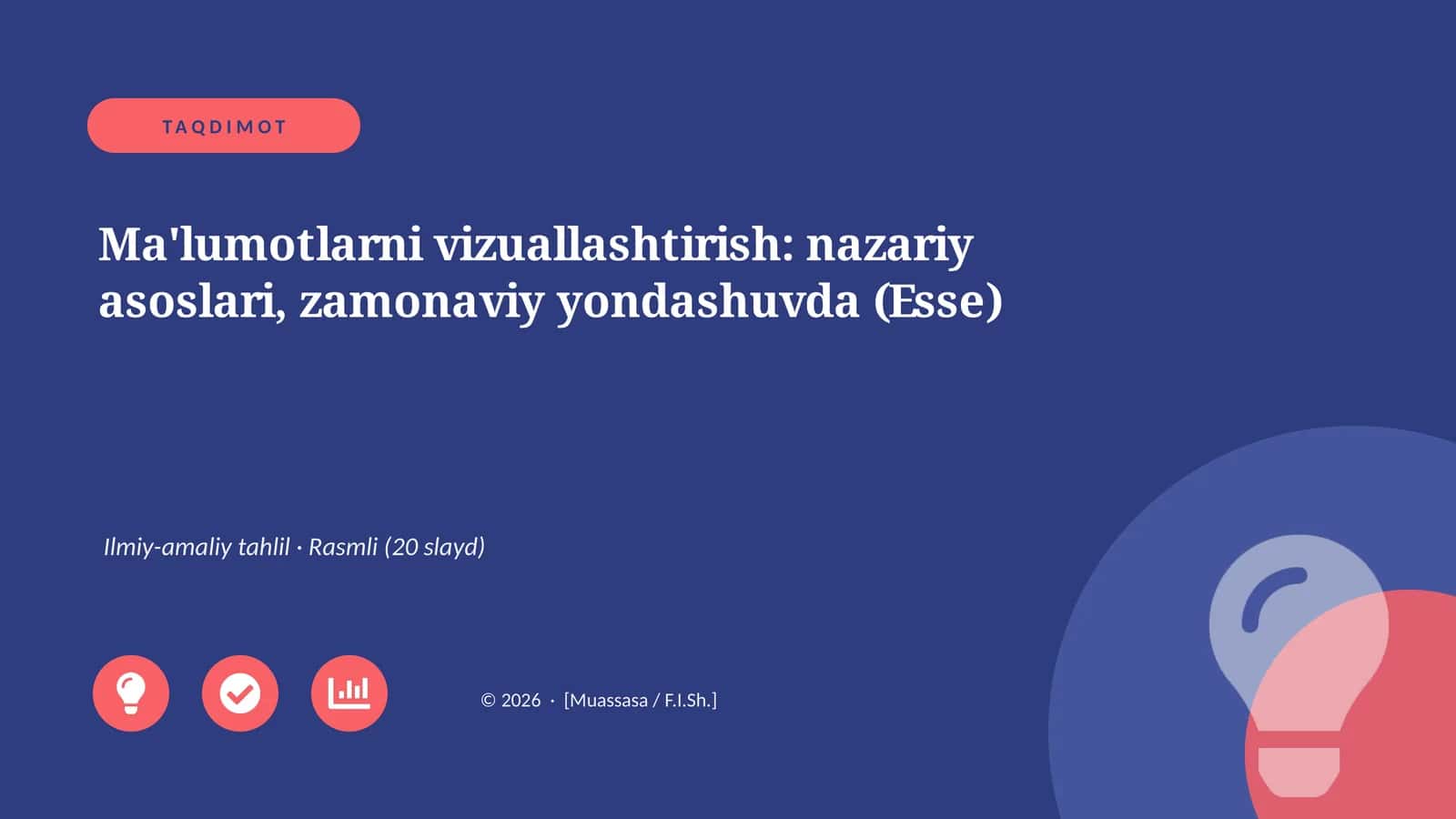 Ma'lumotlarni vizuallashtirish: nazariy asoslari, zamonaviy yondashuvda (Esse)