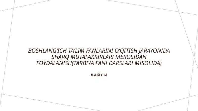 Sharq mutafakkirlari merosidan foydalanish