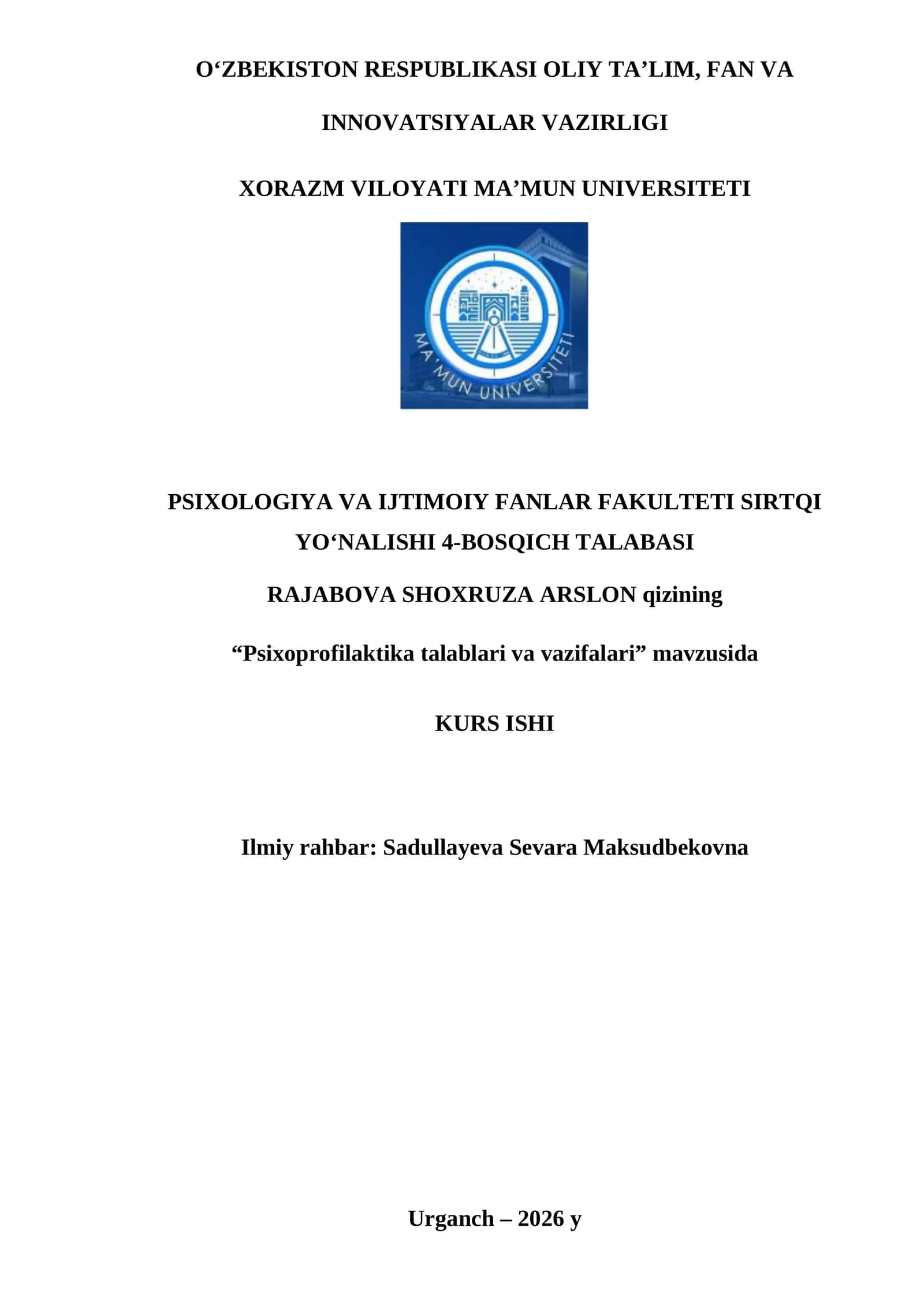 Psixoprofilaktika talablari va vazifalari