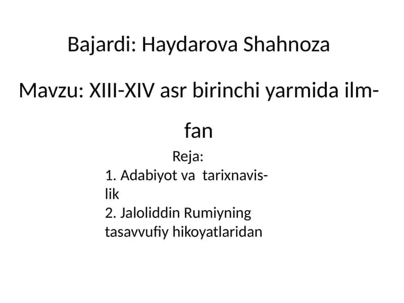 Adabiyot va tarixnavislik