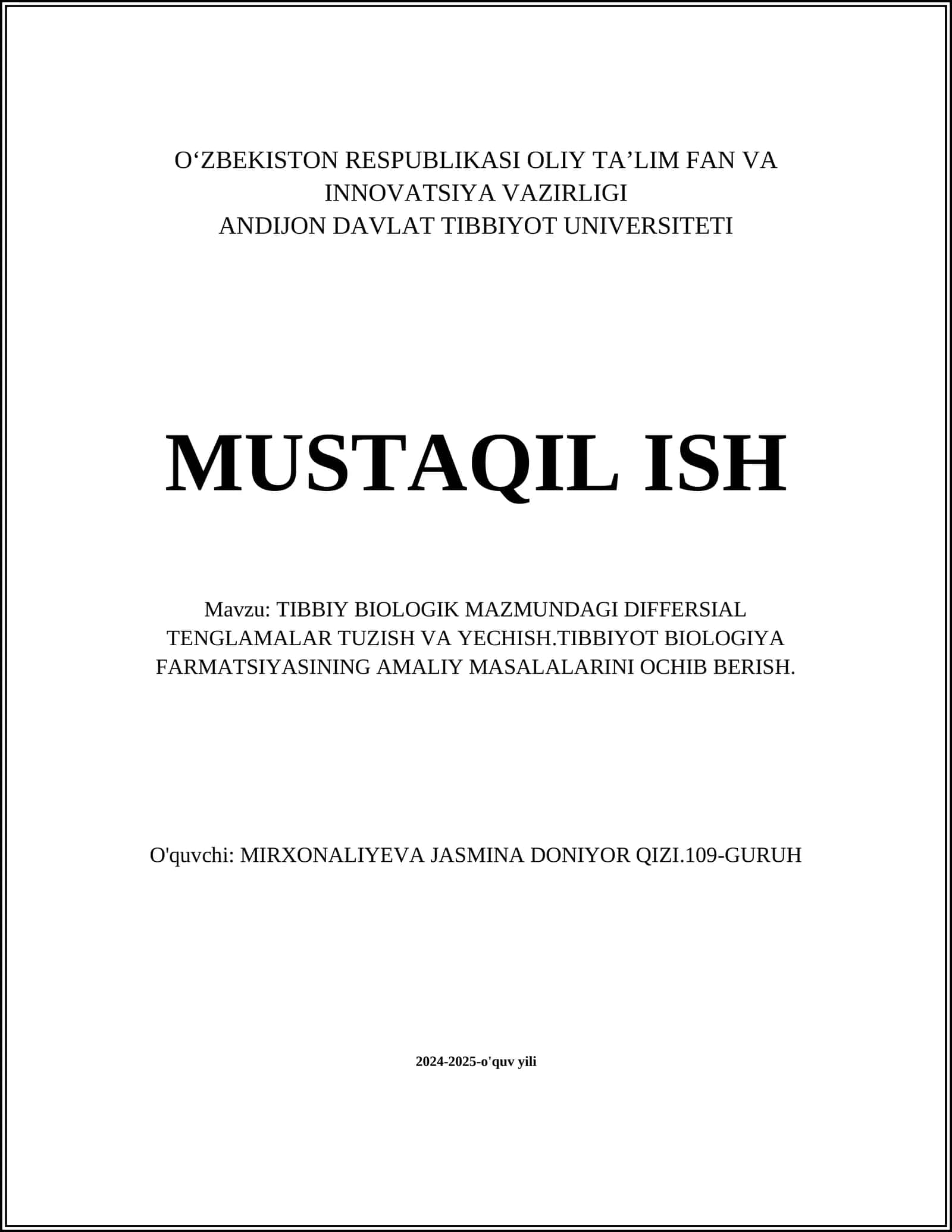 Yurak-qon tomir tizimi modellari va differensial tenglamalari