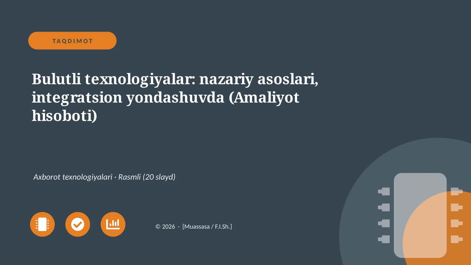 Bulutli texnologiyalar: nazariy asoslari, integratsion yondashuvda (Amaliyot hisoboti)