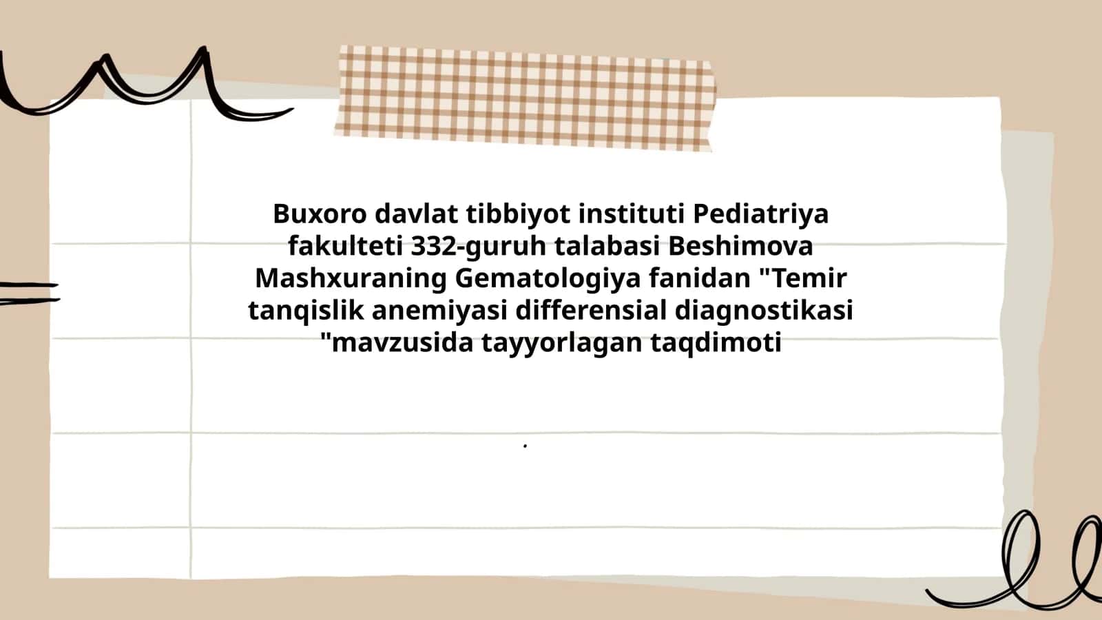 Temir tanqislik anemiyasi differensial diagnostikasi