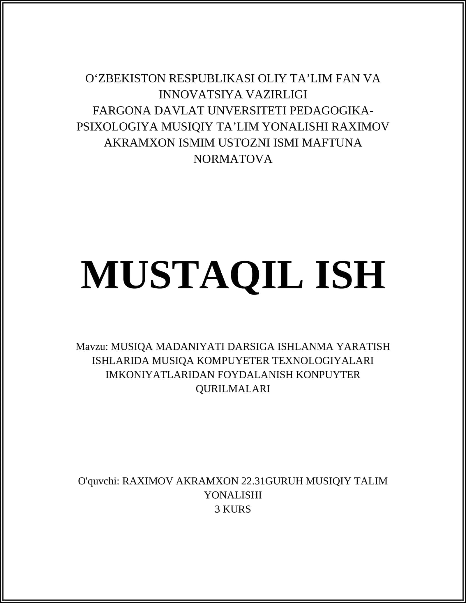 MUSIQA YARATISHDA COMPUYTER DASTURLARI