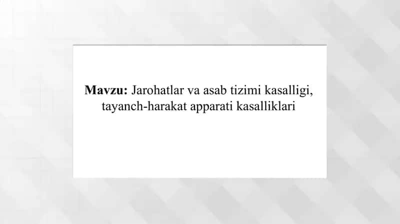 Jarohatlar va asab tizimi kasalligi, tayanch-harakat apparati kasalliklari