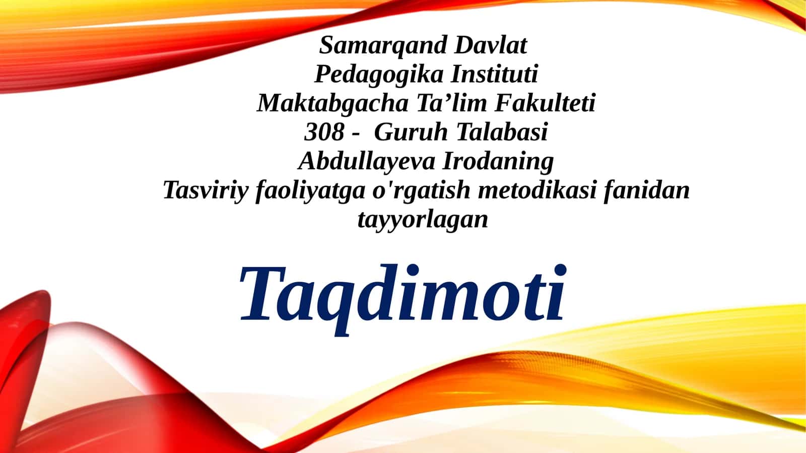 Tasviriy Faoliyatga O'rgatish Metodikasi