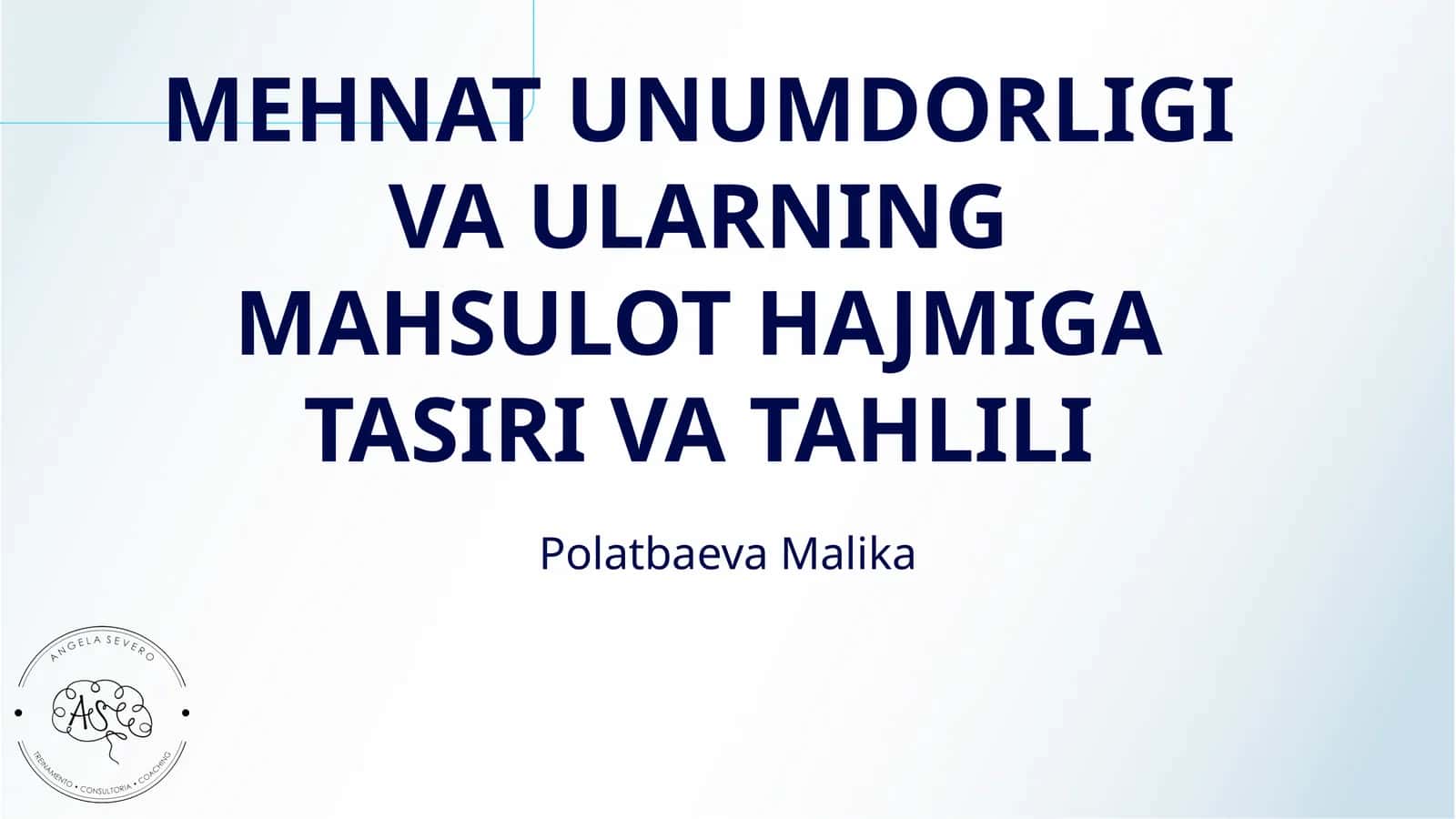 MEHNAT UNUMDORLIGI VA ULARNING MAHSULOT HAJMIGA TASIRI VA TAHLILI