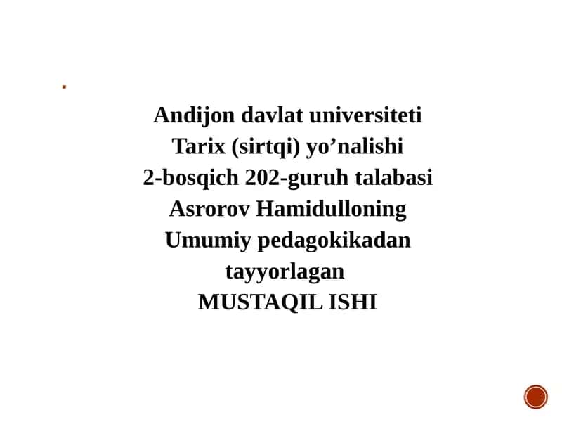 Mustaqil ta'lim topshiriqlari haqida taqdimot