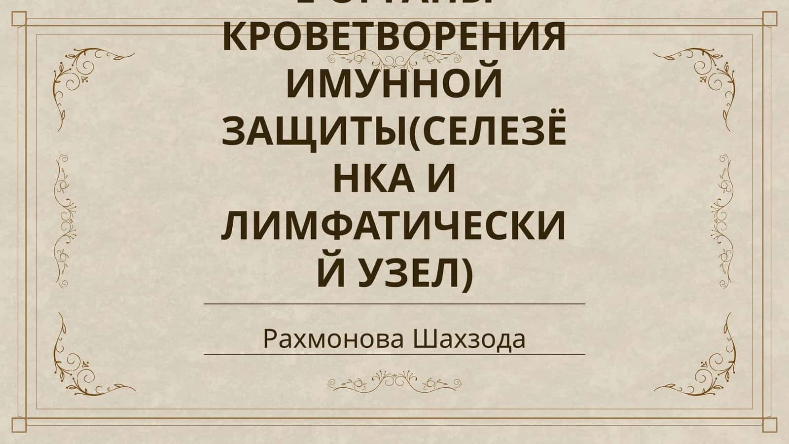 ПЕРИФЕРИЧЕСКИЕ ОРГАНЫ КРОВЕТВОРЕНИЯ ИМУННОЙ ЗАЩИТЫ(СЕЛЕЗЁНКА И ЛИМФАТИЧЕСКИЙ УЗЕЛ)