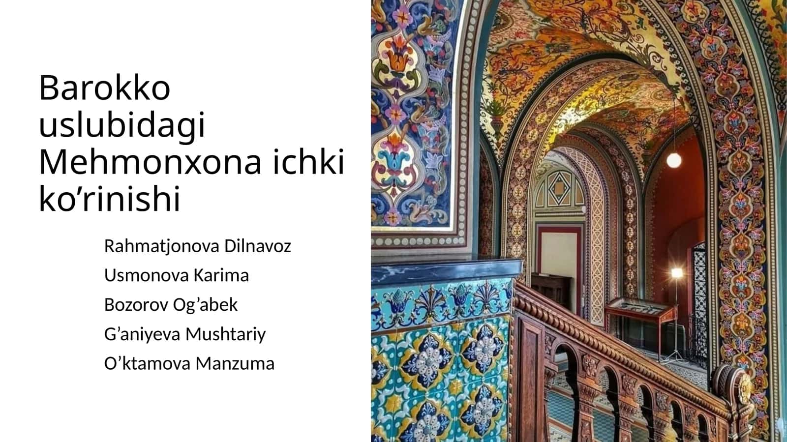 Barokko uslubidagi Mehmonxona ichki ko’rinishi