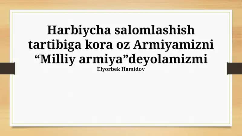 Milliy armiya ta'rifining qonuniyligi va mezonlari