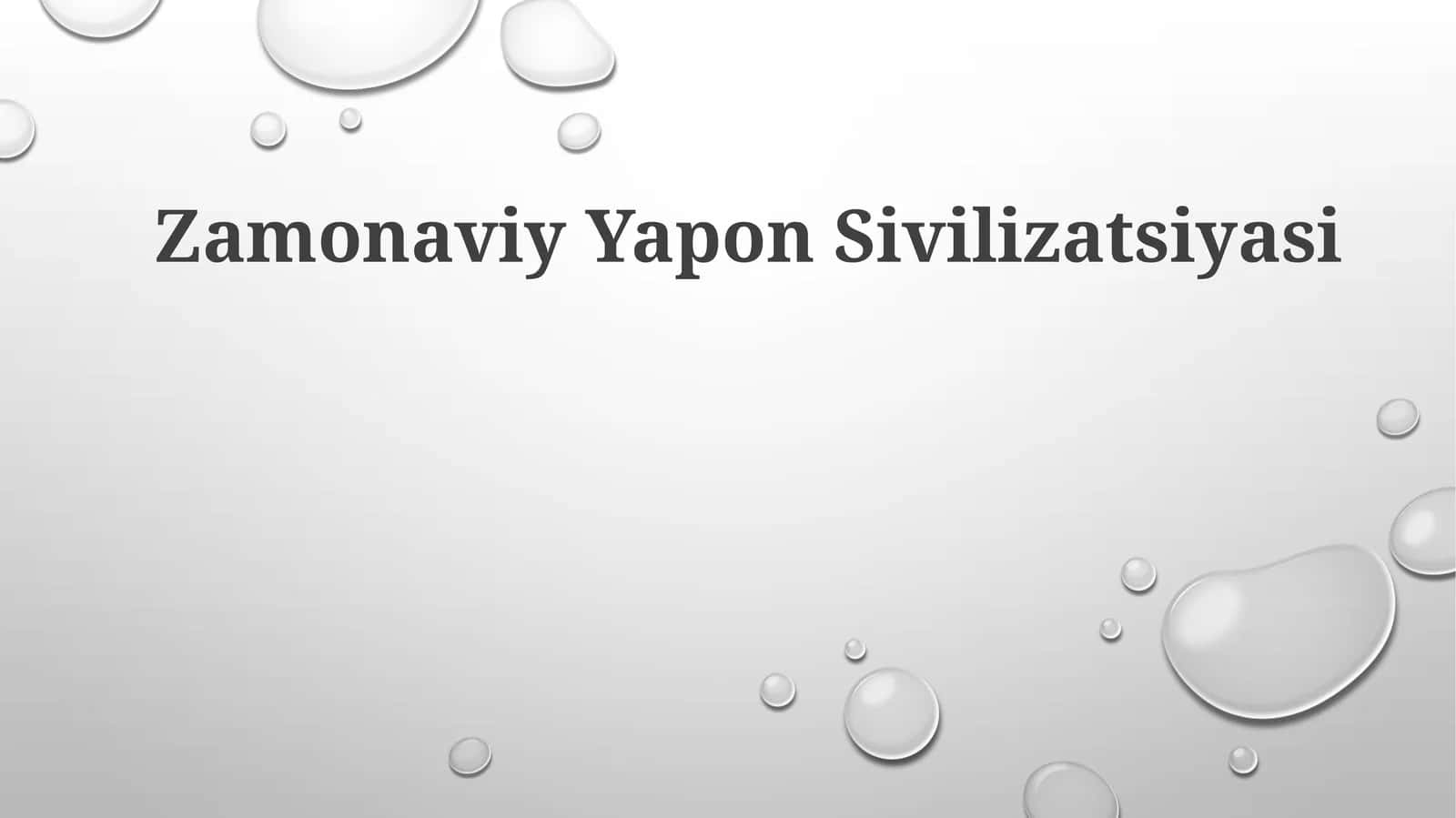 Zamonaviy YaponSivilizatsiyasi