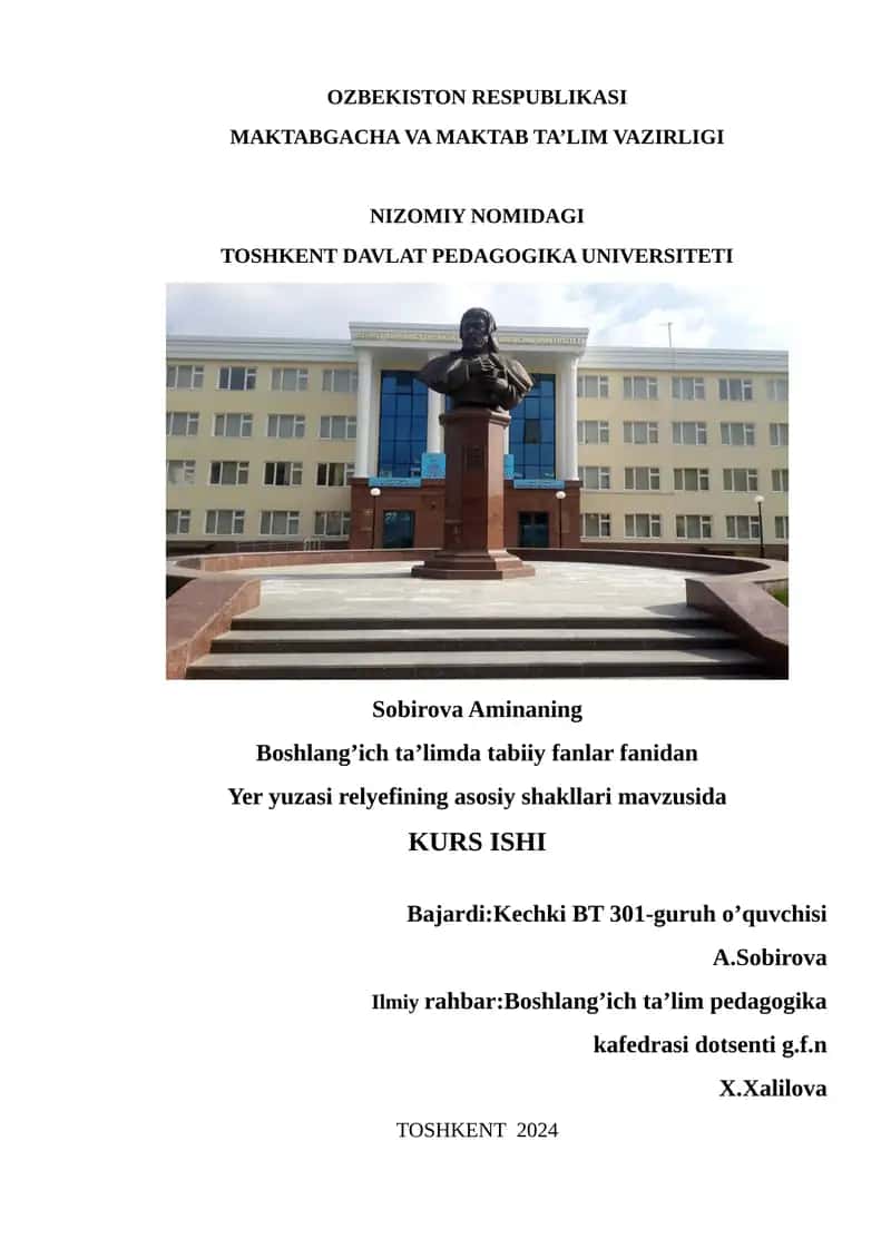 Yer yuzasi relyefining asosiy shakllari