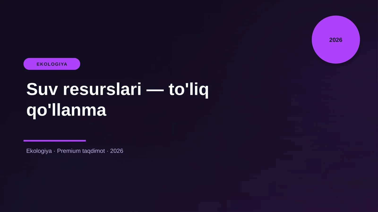 Suv resurslari — to'liq qo'llanma