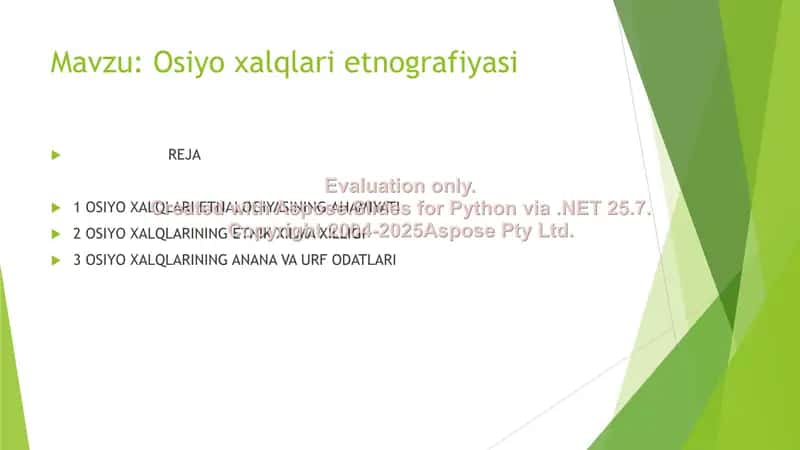Osiyo xalqlari etnografiyasi