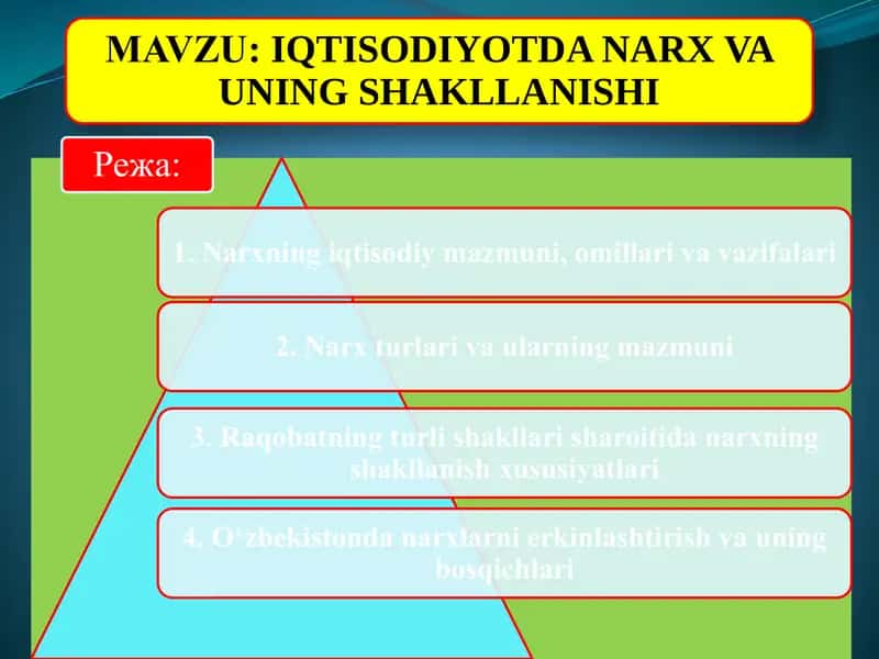 Narxga ta’sir etuvchi omillari