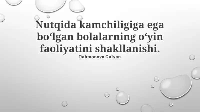 Nutq buzilishi bo‘lgan bolalarda o‘yin faoliyatini shakllanishi