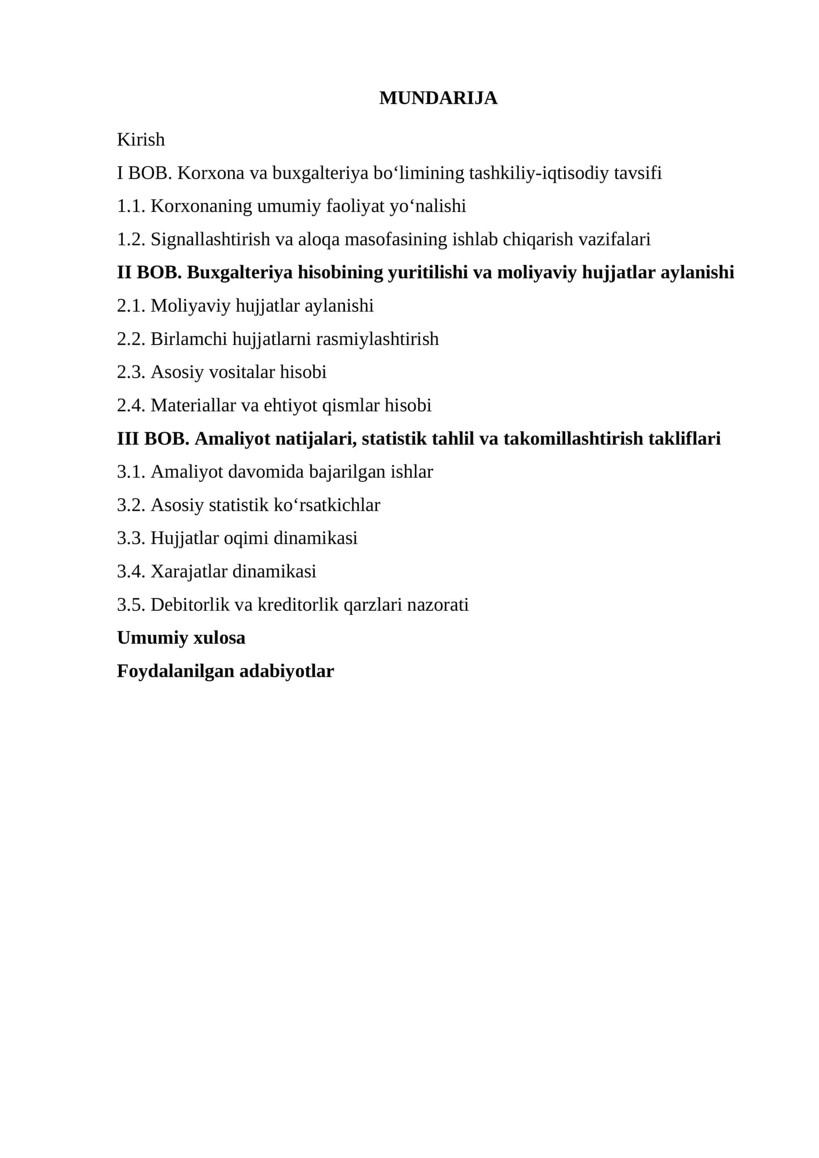 temir yo'l amaliyot hisoboti