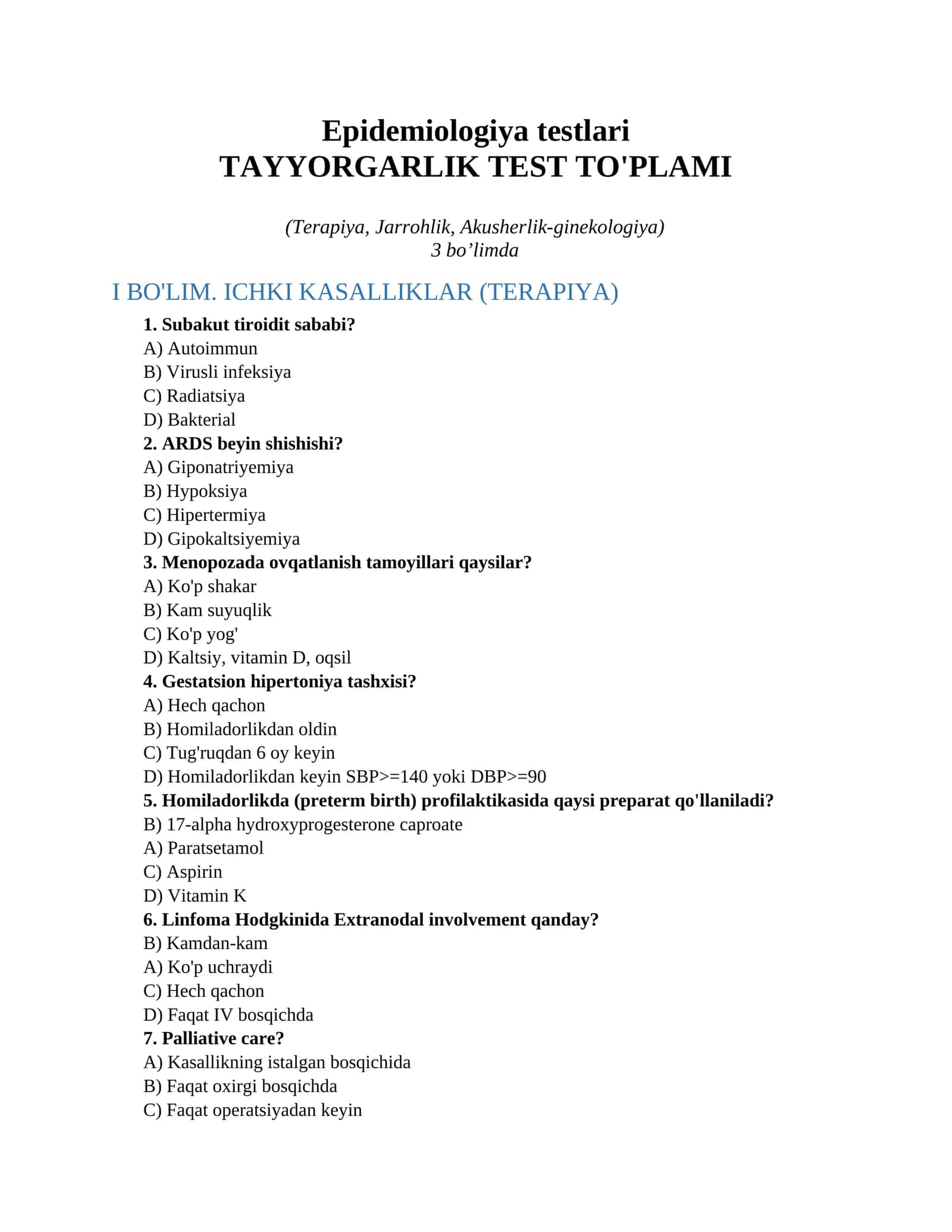 Epidemiologiya testlari