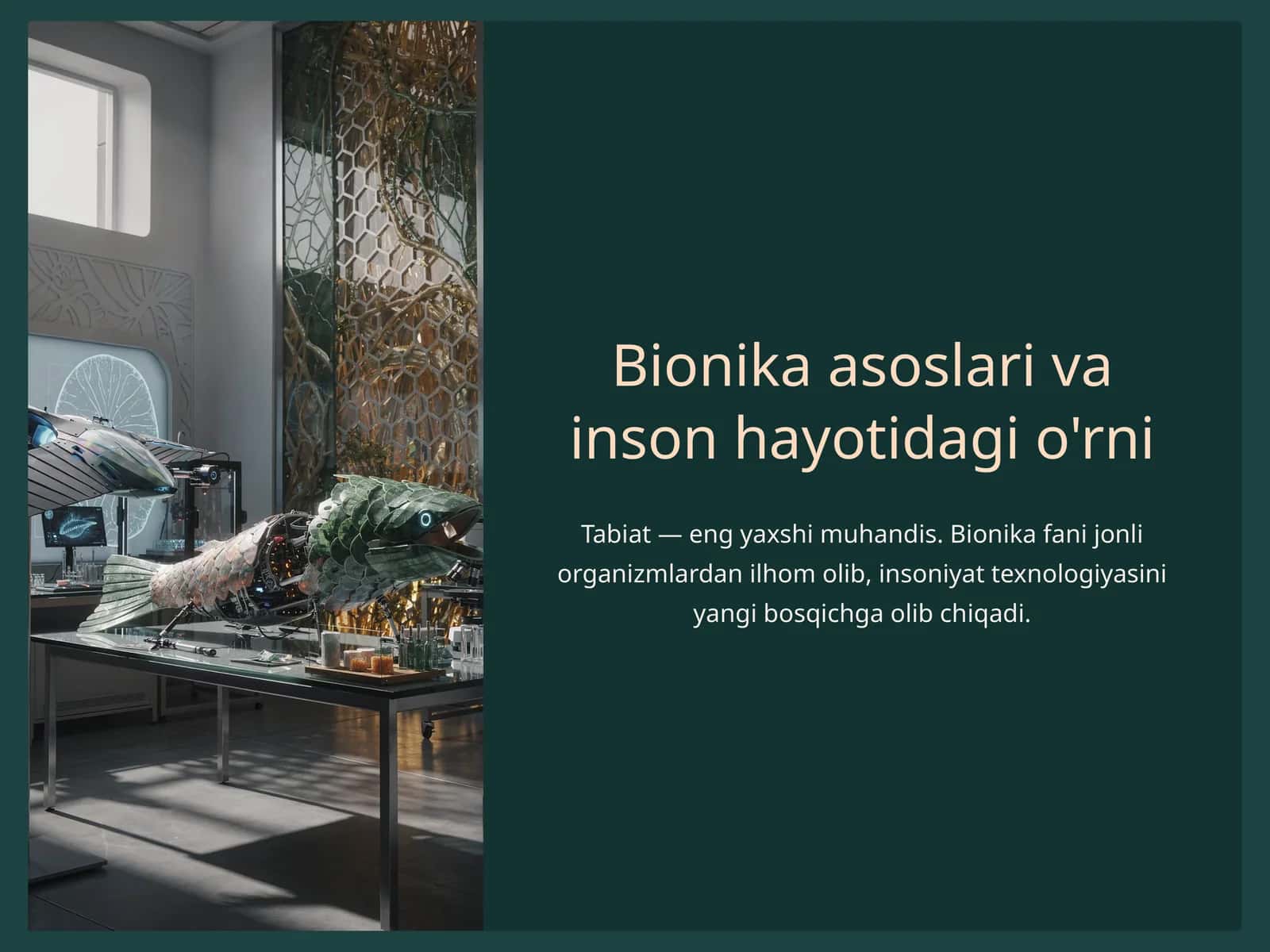 Bionika asoslari va inson hayotidagi o'rni