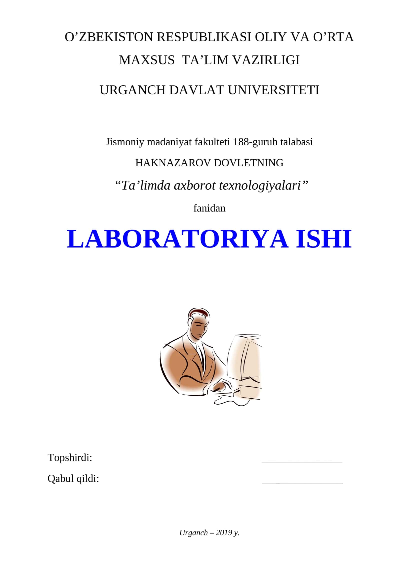 LABORATORIYA ISHI №1 MAVZU.SETUP DASTURI YORDAMIDA KOMPYUTERNI SOZLASH