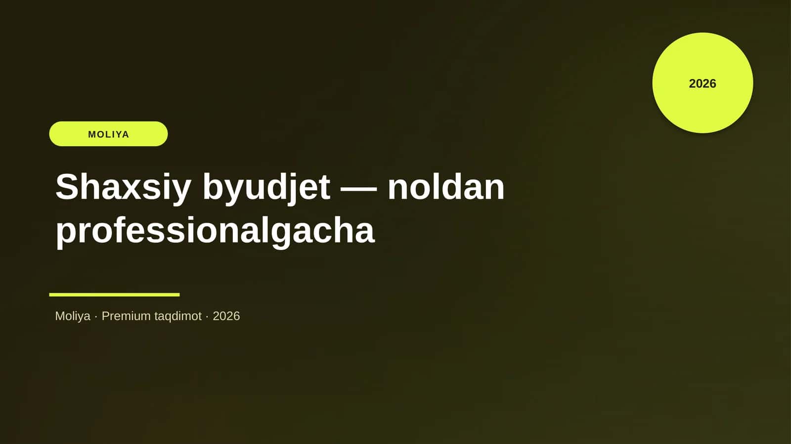 Shaxsiy byudjet — noldan professionalgacha