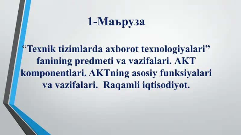 Texnik tizimlarda axborot texnologiyalari