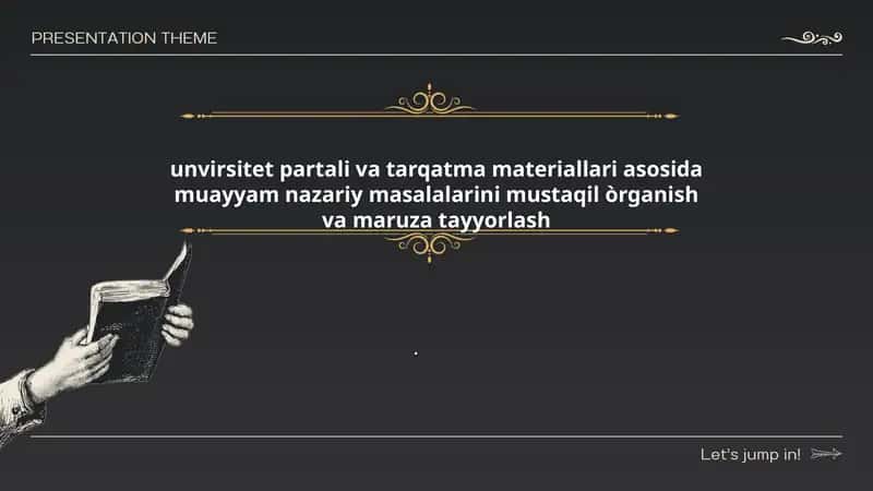 Universitet portali resurslarini tizimlashtirib muayyan nazariy masalalarni mustaqil o'rganish usullari
