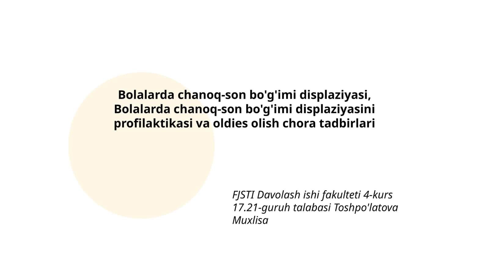 Bolalarda chanoq-son bo'g'imi displaziyasi