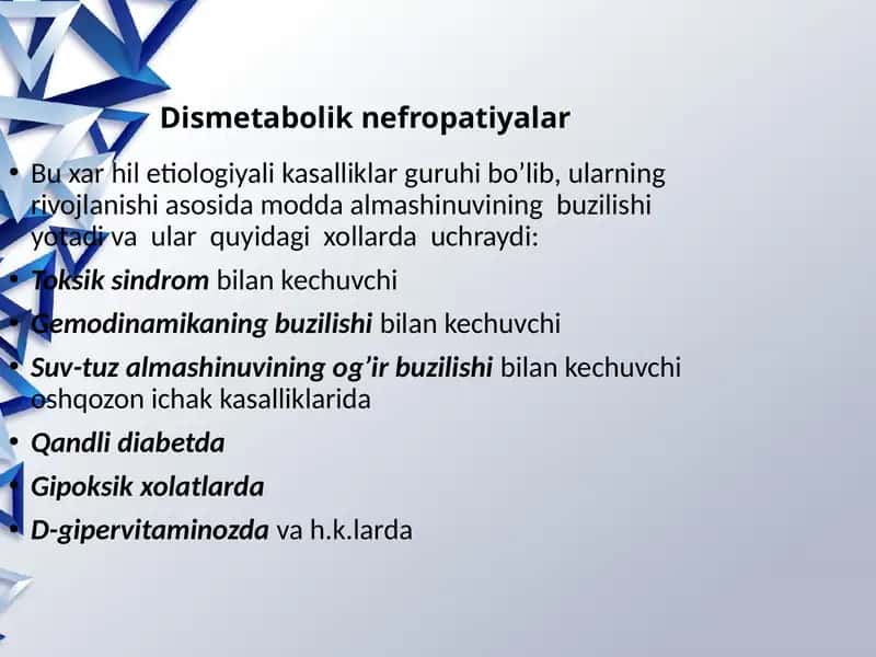 Dismetabolik nefropatiyalar