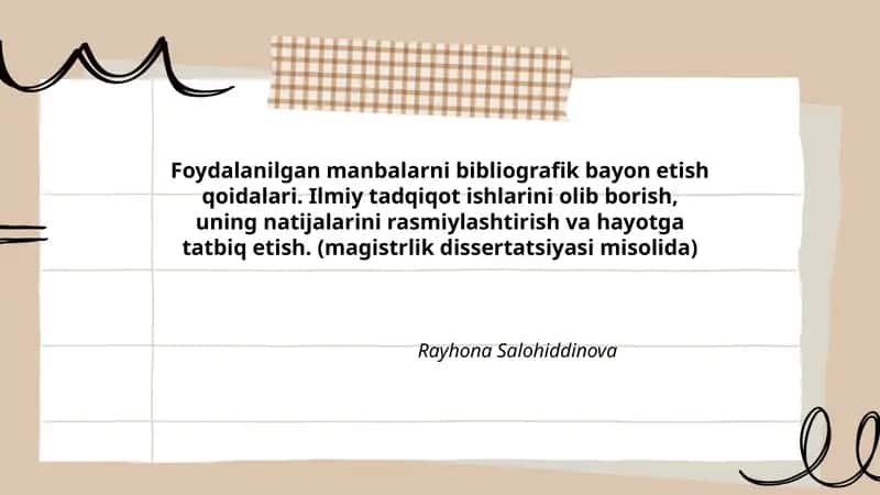 Foydalanilgan manbalarni bibliografik bayon etish qoidalari