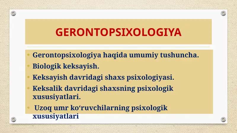 GERONTOPSIXOLOGIYA