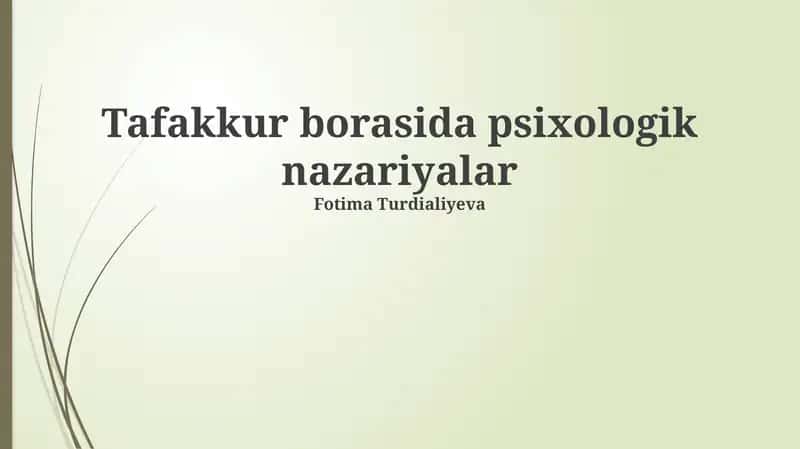 Tafakkur borasida psixologik nazariyalar