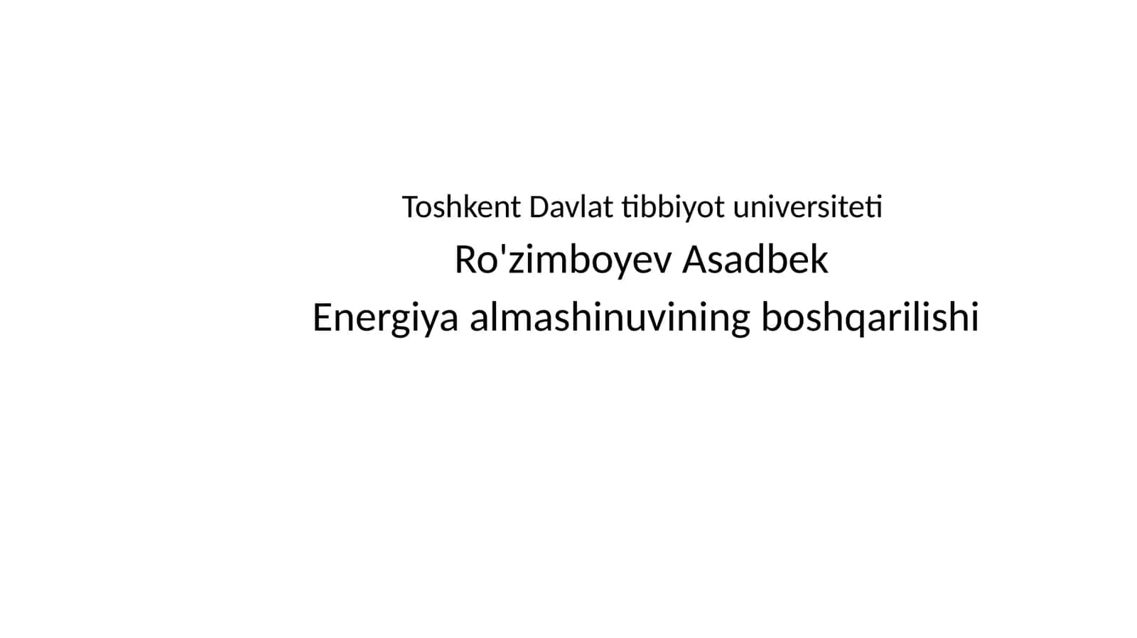 Energiya almashinuvining boshqarilishi