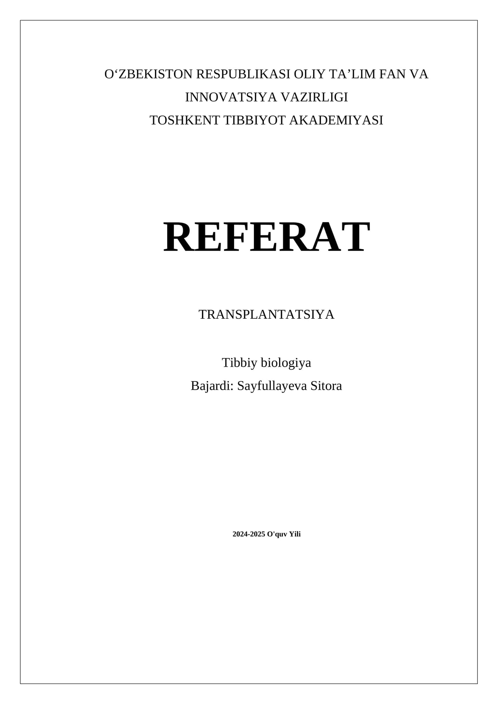 REFERAT TRANSPLANTATSIYA