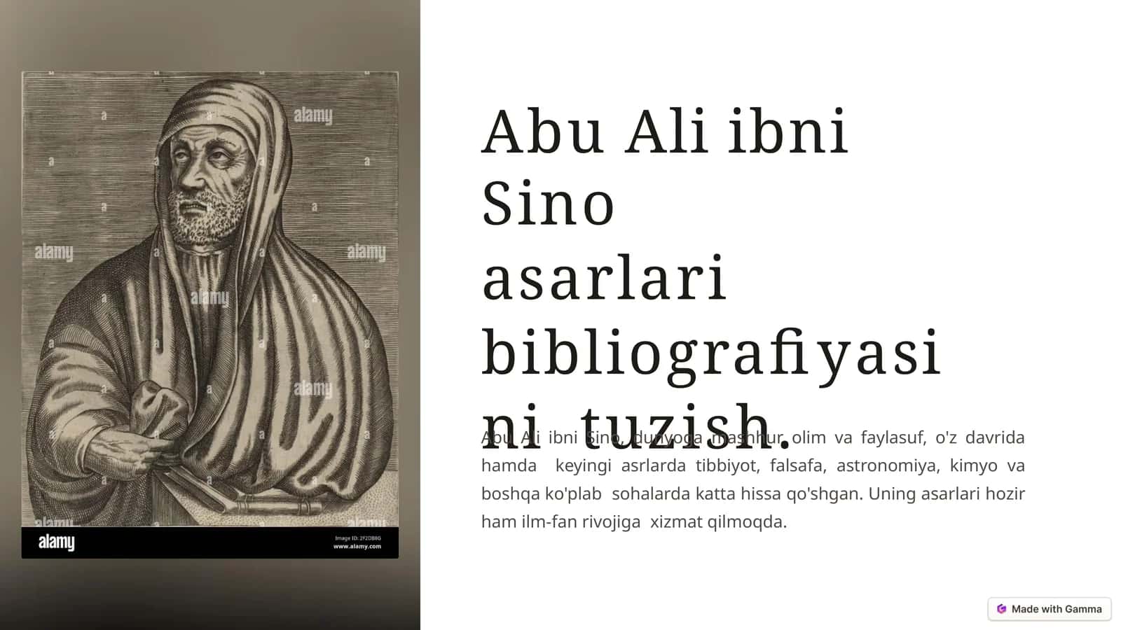 Abu Ali ibn iSino asarlaribibliografiyasinituzish