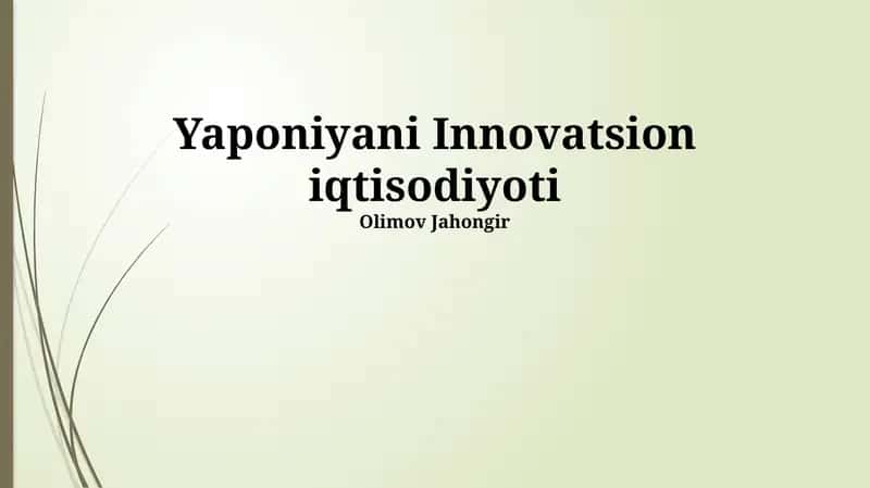 Yaponiyani Innovatsion iqtisodiyoti