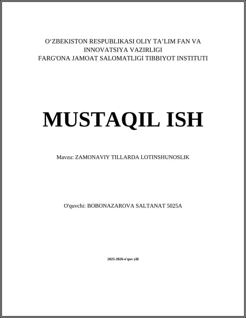 ZAMONAVIY TILLARDA LOTINSHUNOSLIK