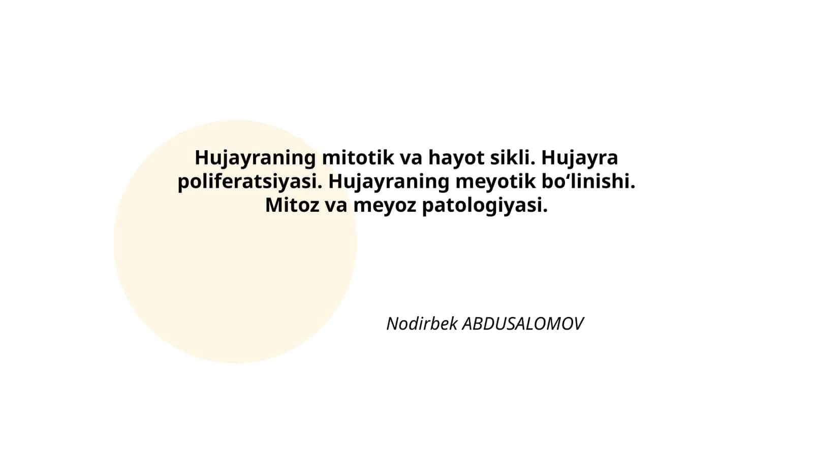 Hujayraning Mitotik va Hayot Sikli