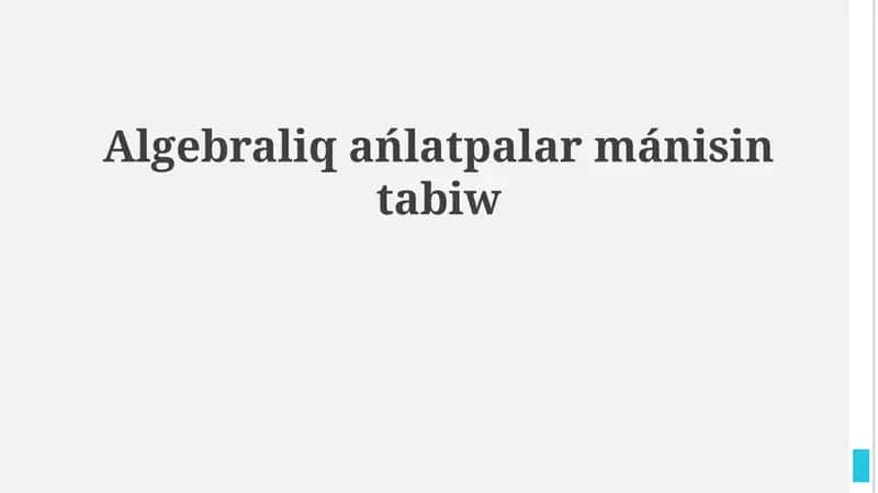 Algebraлық ańlatpalar