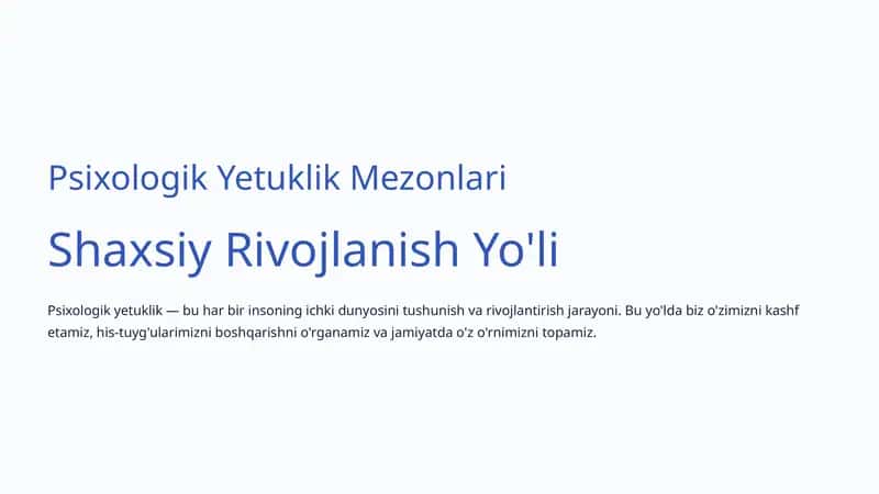 Psixologik Yetuklik Mezonlari